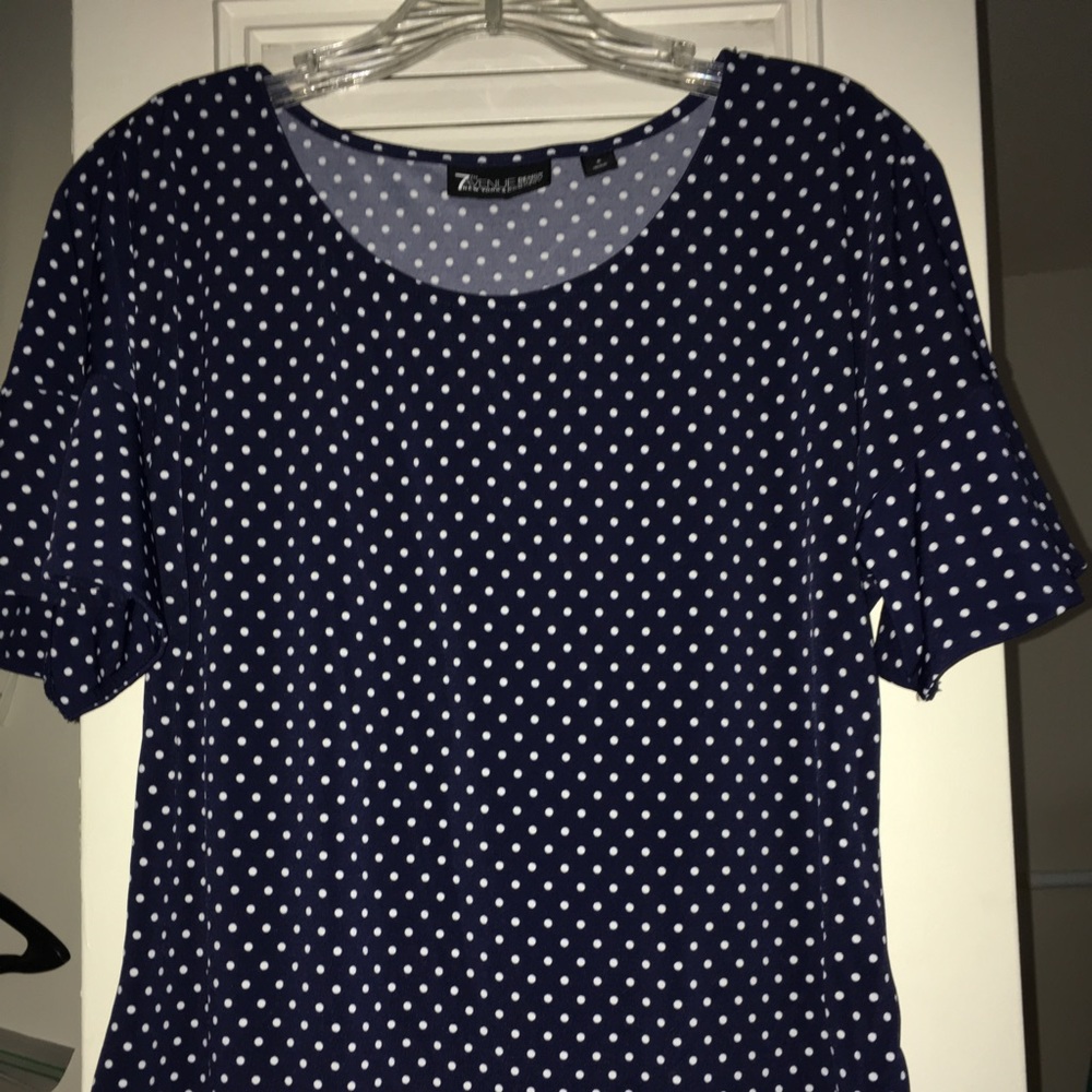 Navy polka dot shirt